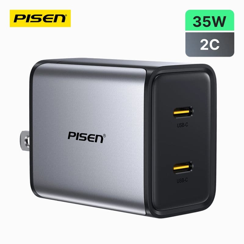 شاحن بايسن BOLT Lite ‏GaN بقوة 35W بمنفذين USB-C مع كابل