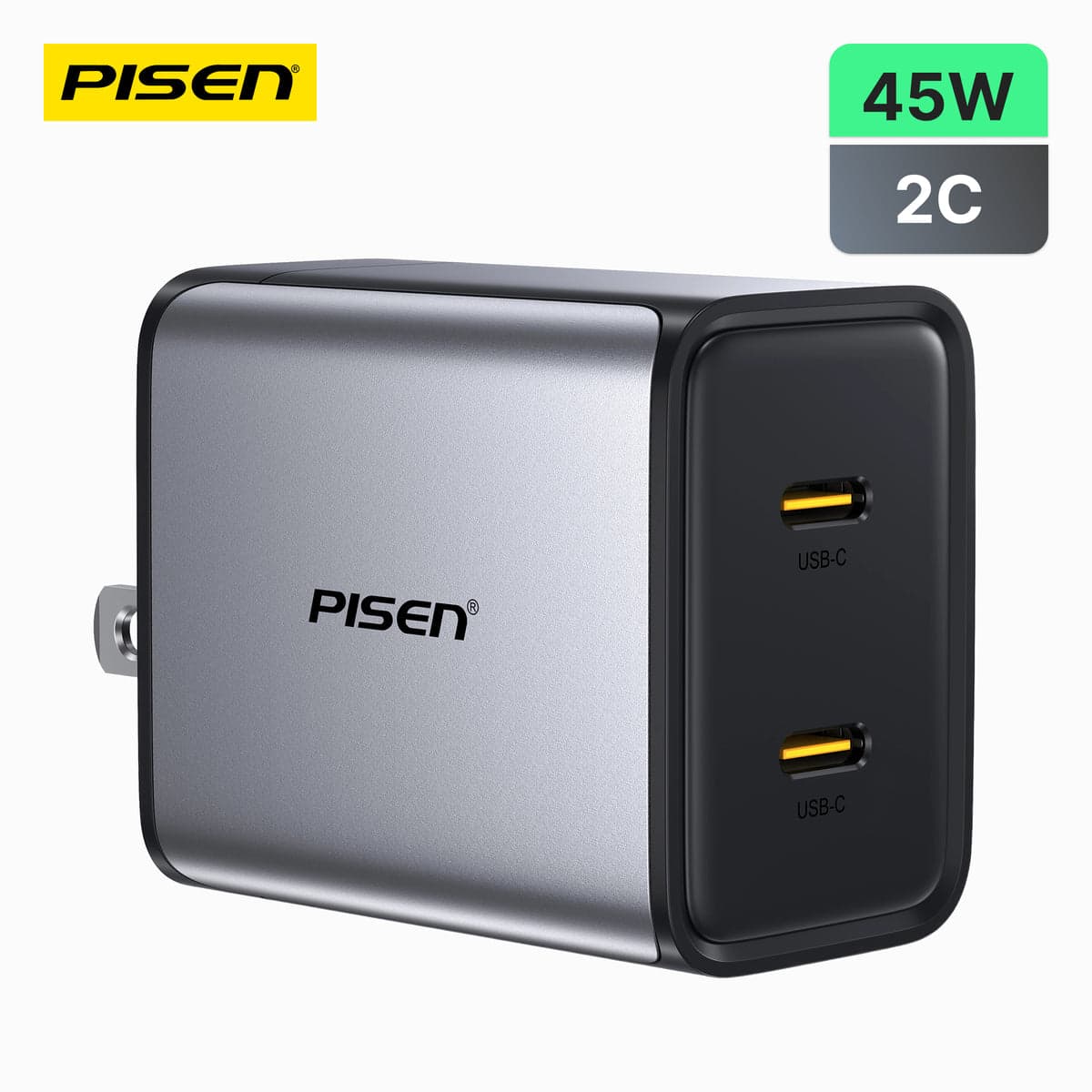 شاحن بايسن BOLT Utility ‏GaN بقوة 45W بمنفذين USB-C