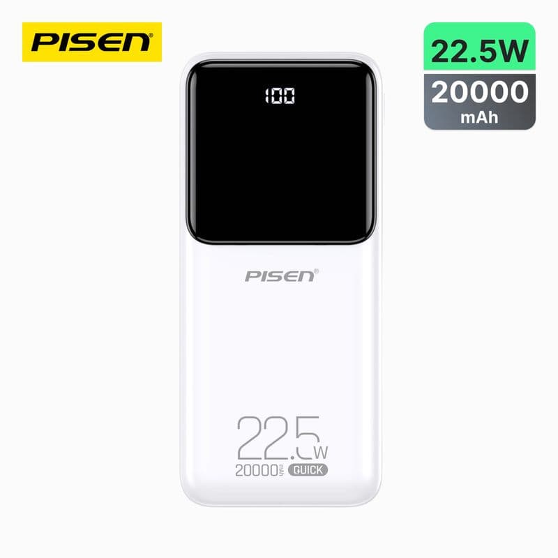 باور بانك بايسن Semi Mirror بقوة 22.5W وسعة 20000mAh بشاشة عرض