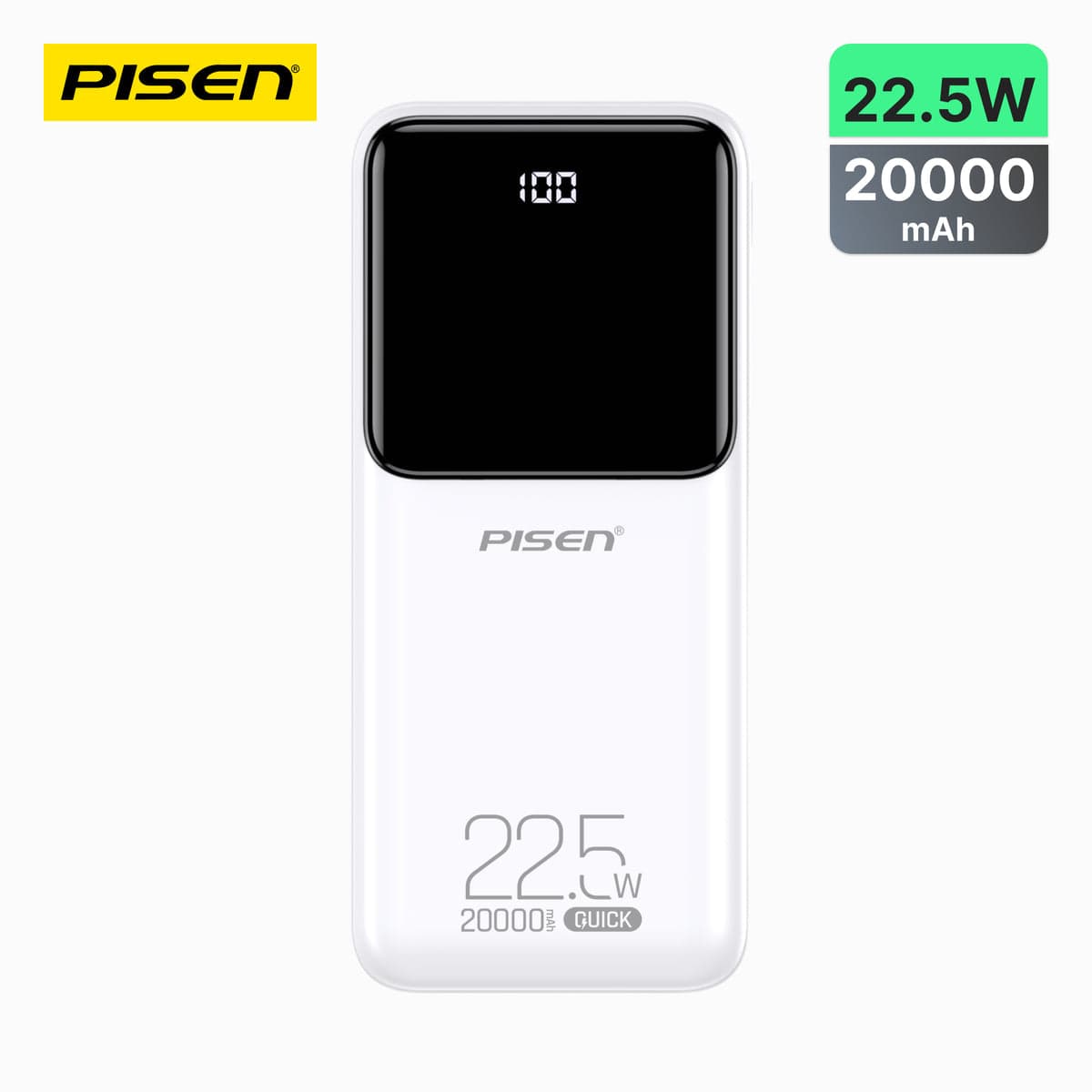 باور بانك بايسن Semi Mirror بقوة 22.5W وسعة 20000mAh بشاشة عرض