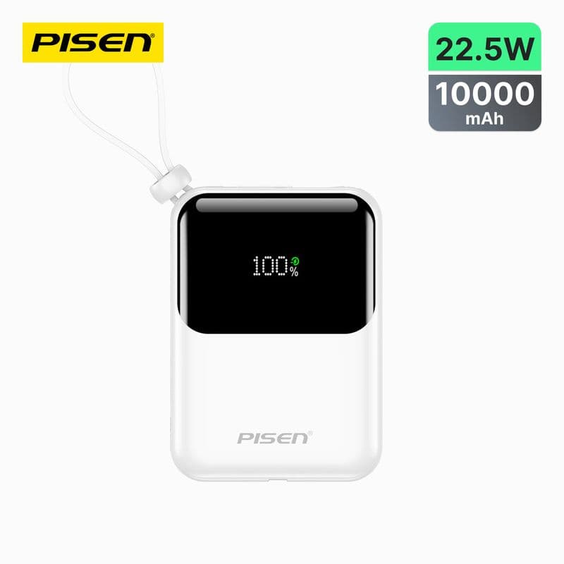 باور بانك بايسن Sunny Power ميني بقوة 22.5W وسعة 10000mAh مع كابلين مدمجين