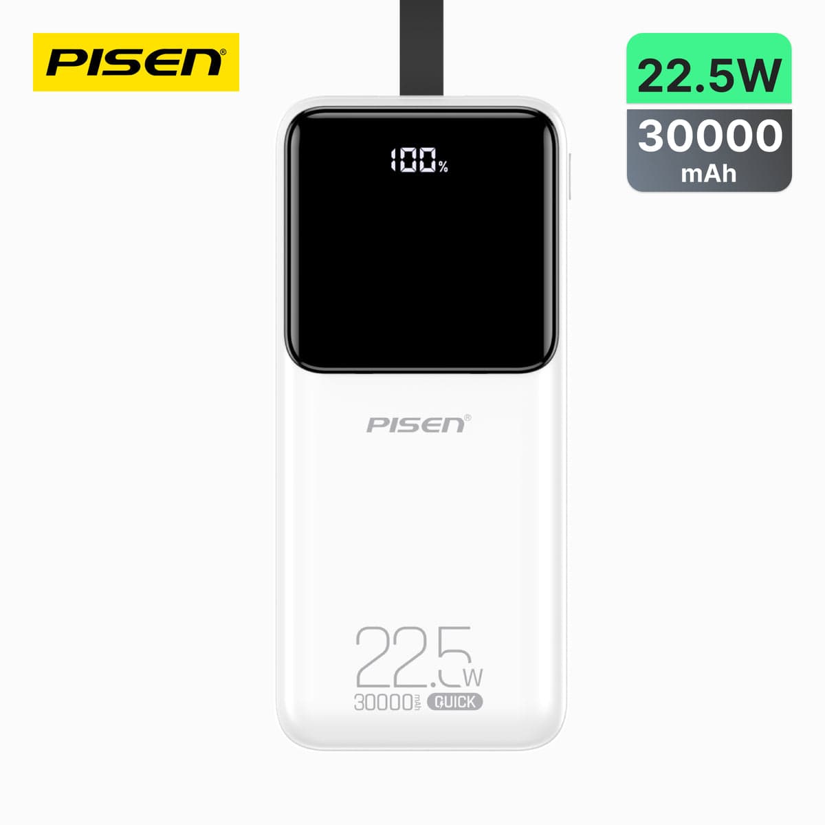 باور بانك بايسن Semi Mirror بقوة 22.5W وسعة 30000mAh بشاشة عرض